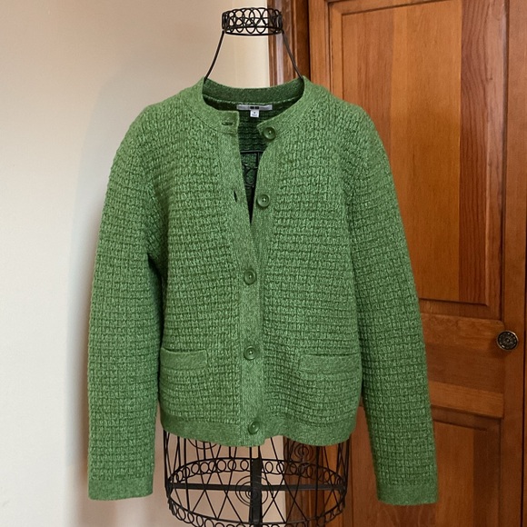 Uniqlo knit jacket, medium, green - Picture 2 of 8
